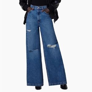 Hudson James Wide-Leg Jeans Distressed Blue Flare